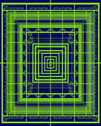 Electric Blue Geometric Nested Squares Rug
