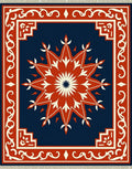 Crimson Starburst Geometric Border Rug