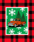 Orange Truck Snowflakes Christmas Trees Rug