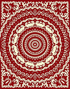Crimson Cream Mandala Medallion Rug
