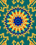Vibrant Teal Yellow Blue Floral Mandala Rug