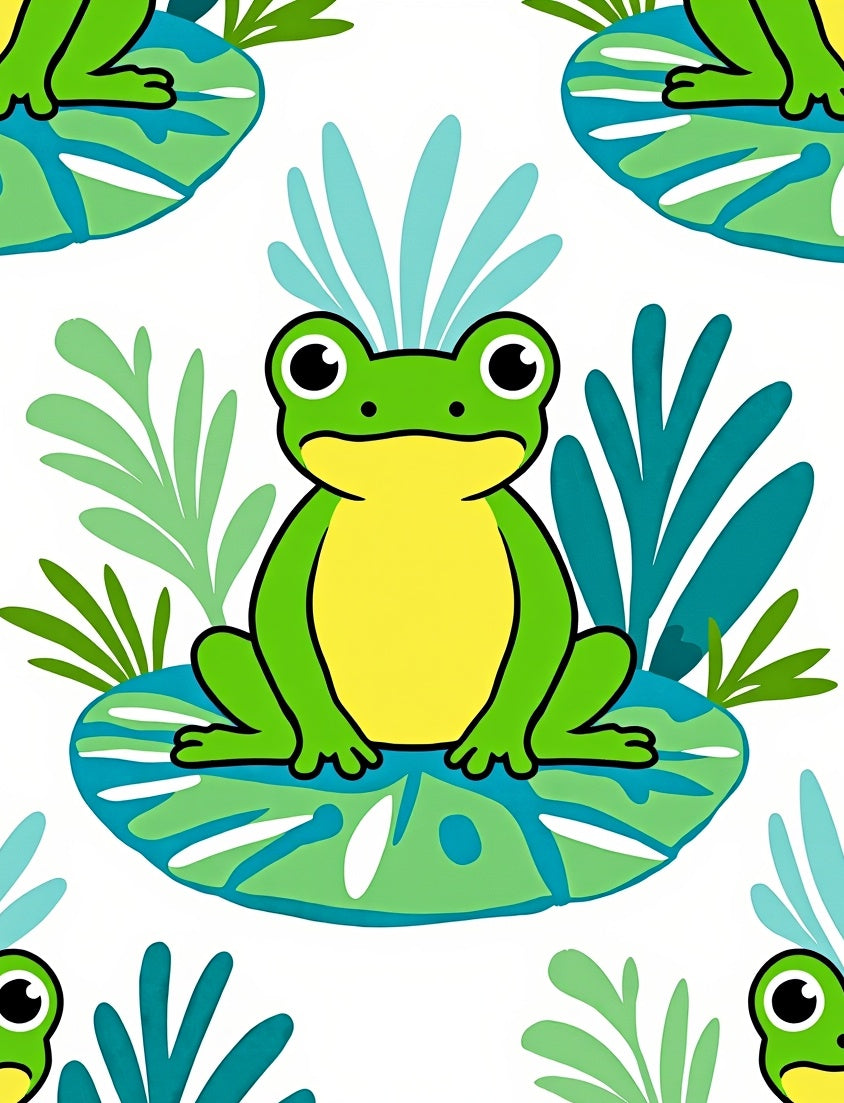 Green Frog Lily Pad Splash Rug