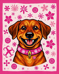 Pink Floral Art Dog Portrait Rug
