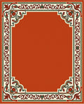 Antique Red Floral Vine Border Rug