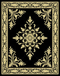 Golden Floral Medallion Black Lace Rug