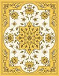 Golden Yellow Floral Medallion Centerpiece Rug