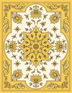 Golden Yellow Floral Medallion Centerpiece Rug