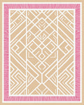 Chic Geometric Tan Pink Border Rug