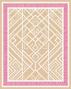 Chic Geometric Tan Pink Border Rug