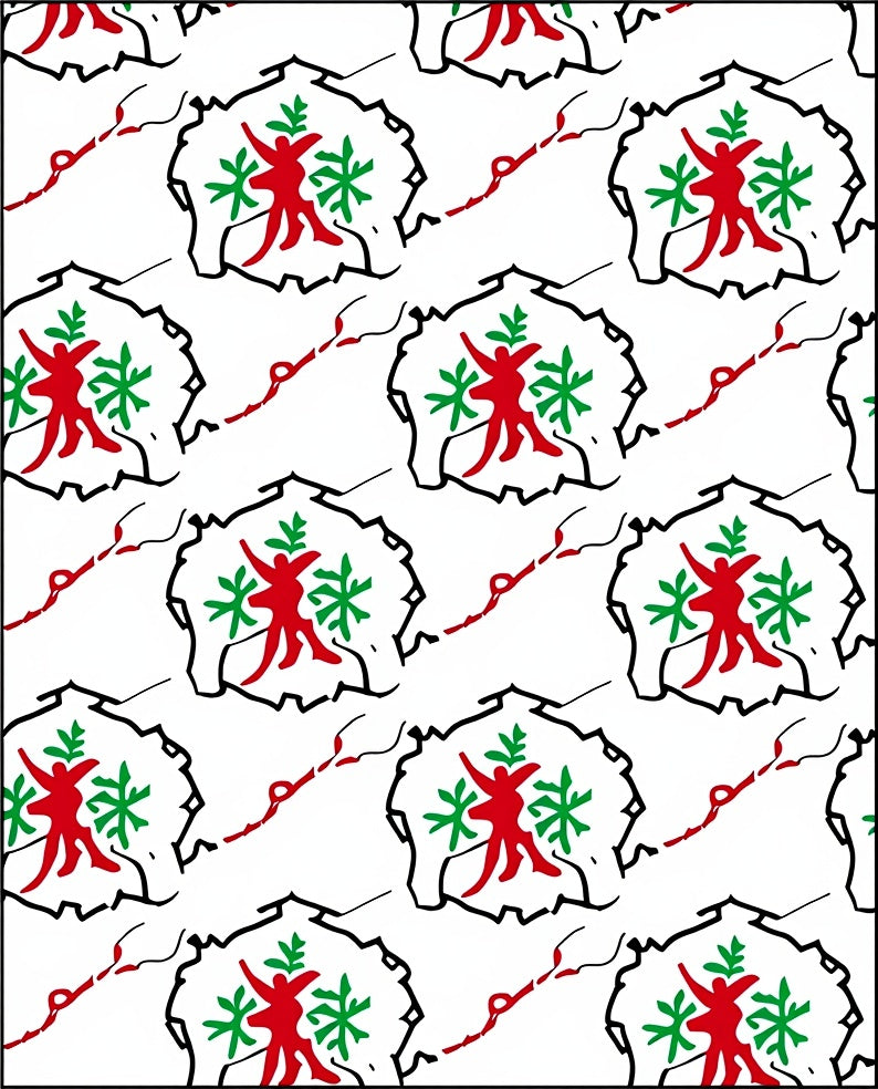 Red Green Humanoid Tribal Frame Rug