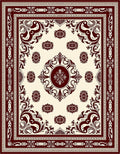 Deep Crimson Damask Scroll Square Rug