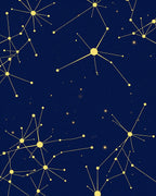 Golden Starlike Constellations on Deep Blue Rug
