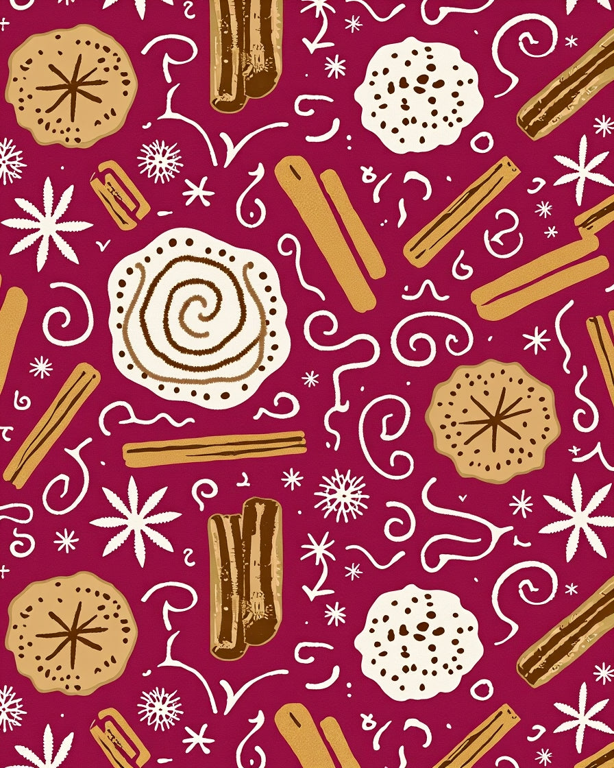 Crimson Cinnamon Spice Cookies Swirls Rug