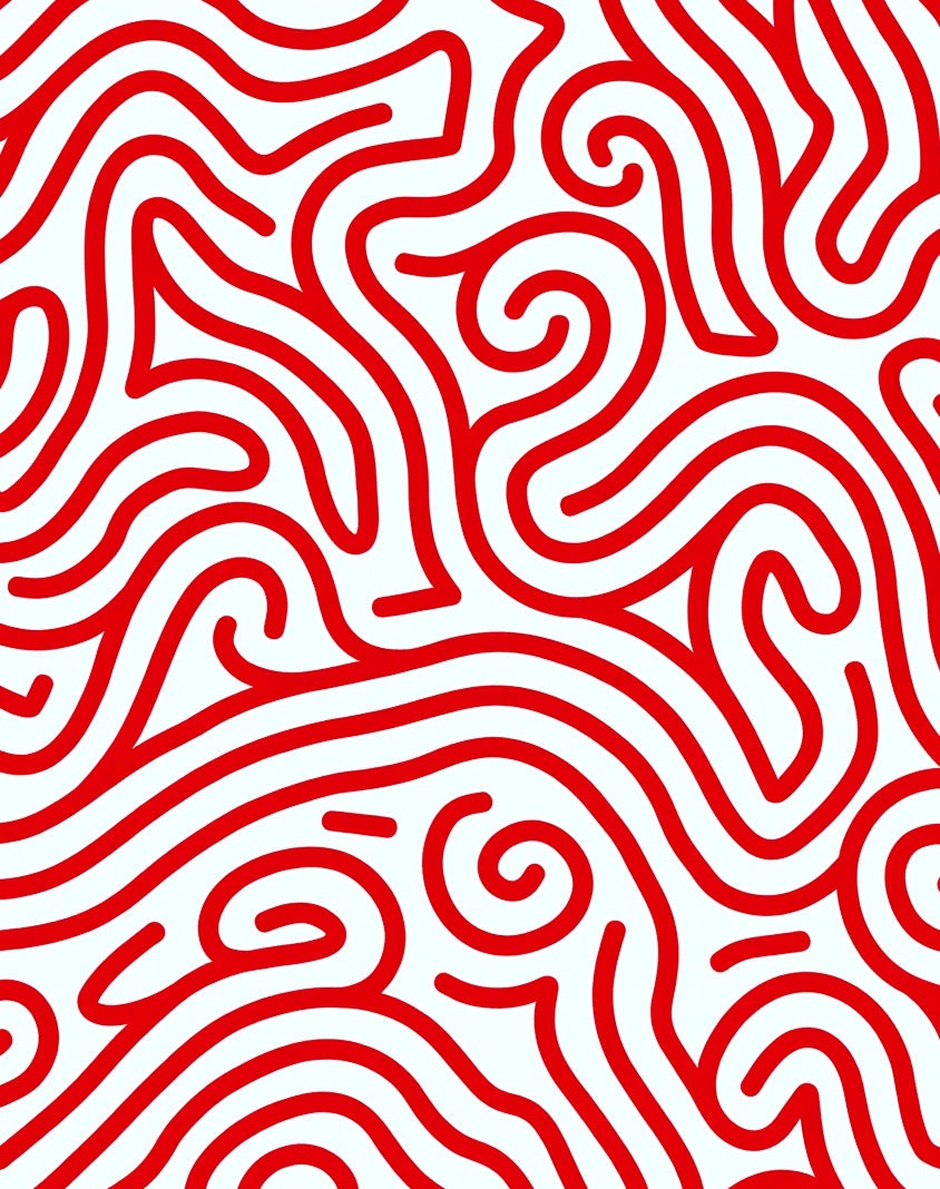 Crimson Swirl Maze Lines Rug