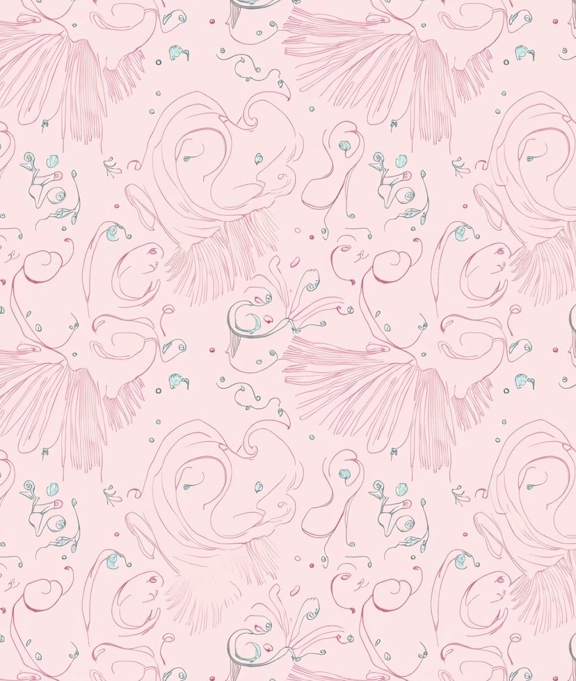 Pale Pink Whimsical Swirl Flora Rug