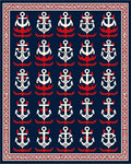 Nautical Navy Blue Anchor Collage Rug