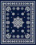Navy Blue White Snowflake Mandala Rug