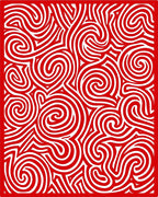 Bold Red Swirl Abstract Maze Rug