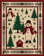 Festive Snowman Forest Christmas Rug
