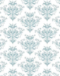 Soft Blue Damask Scrollwork Rug