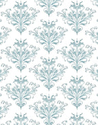 Soft Blue Damask Scrollwork Rug