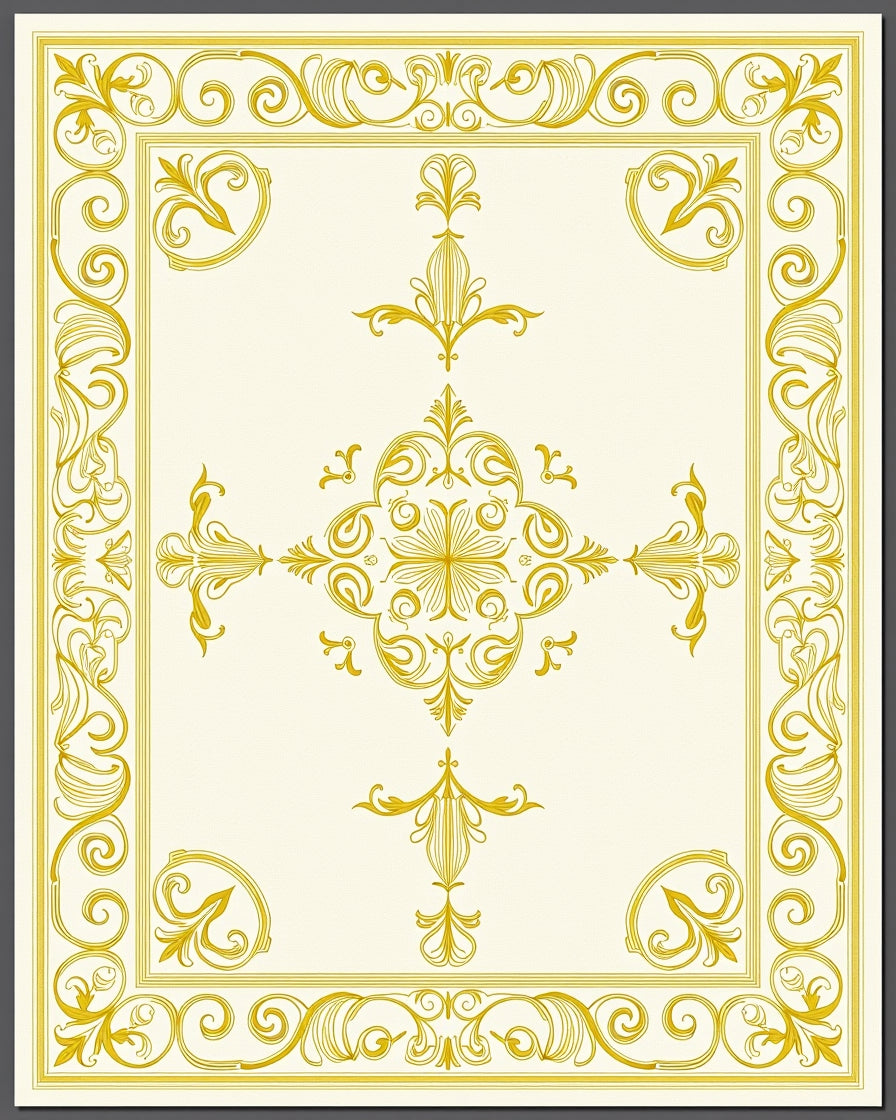 Golden Filigree Floral Medallion Rug