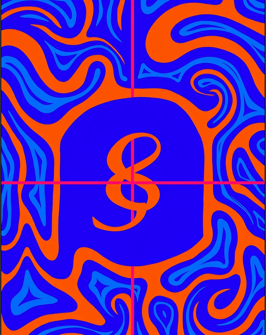 Retro Swirl Orange Blue Amper Sand Rug