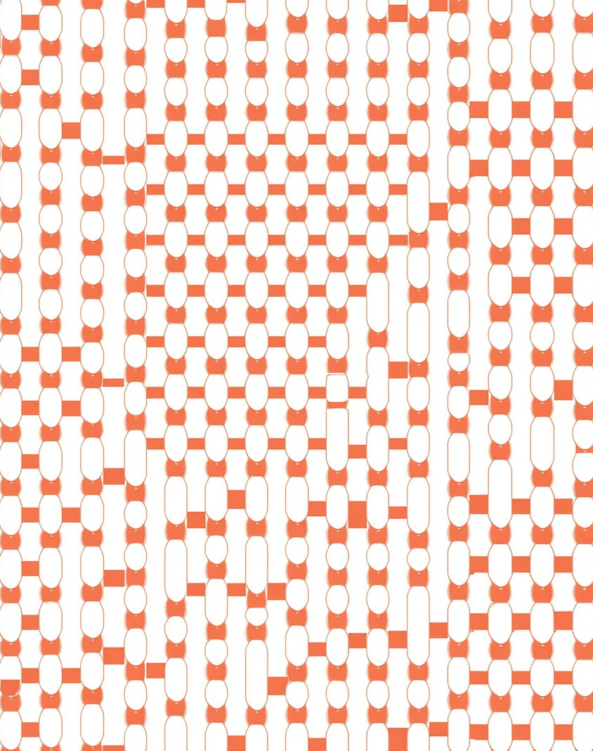 Orange and White Woven Oval Grid Rug