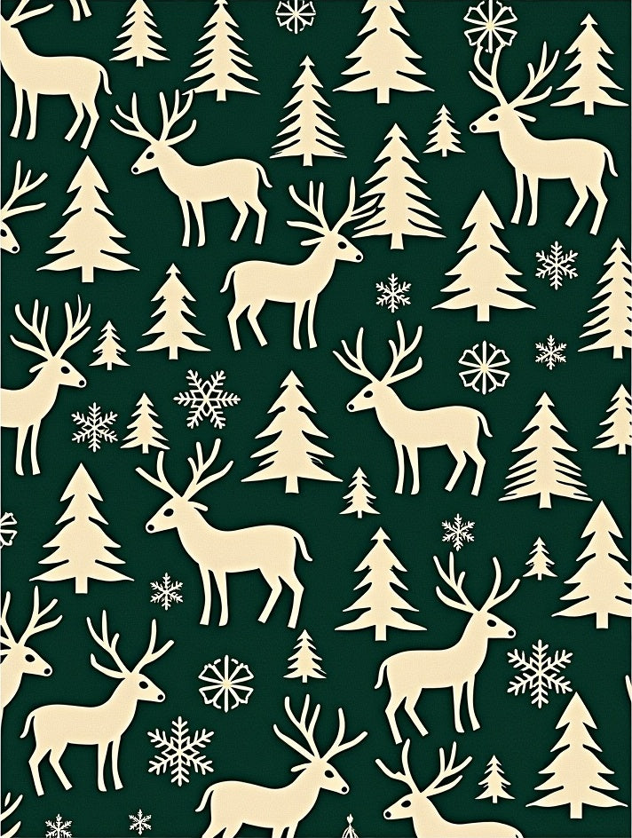 Cream Reindeer Forest Snowflakes Rug