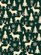 Cream Reindeer Forest Snowflakes Rug