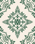 Forest Green Ornate Blossom Frame Rug