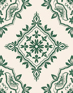 Forest Green Ornate Blossom Frame Rug