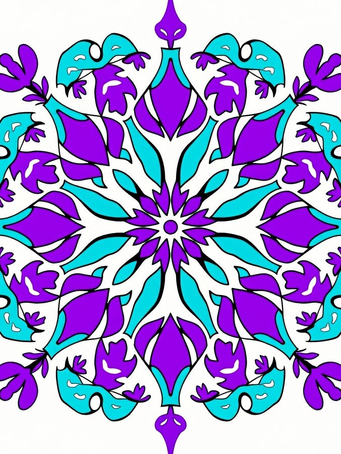 Radiant Purple Blue Starburst Mandala Rug