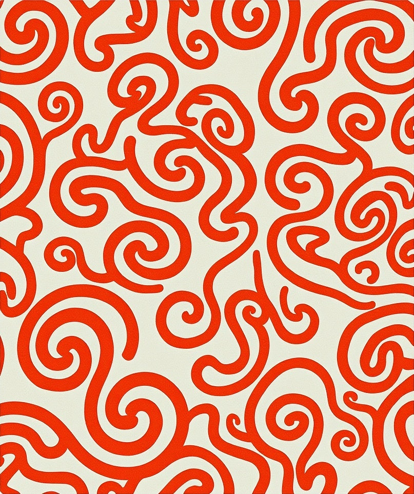 Bold Red Swirling Curls Rug