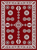 Deep Red Geometric Medallion Border Rug