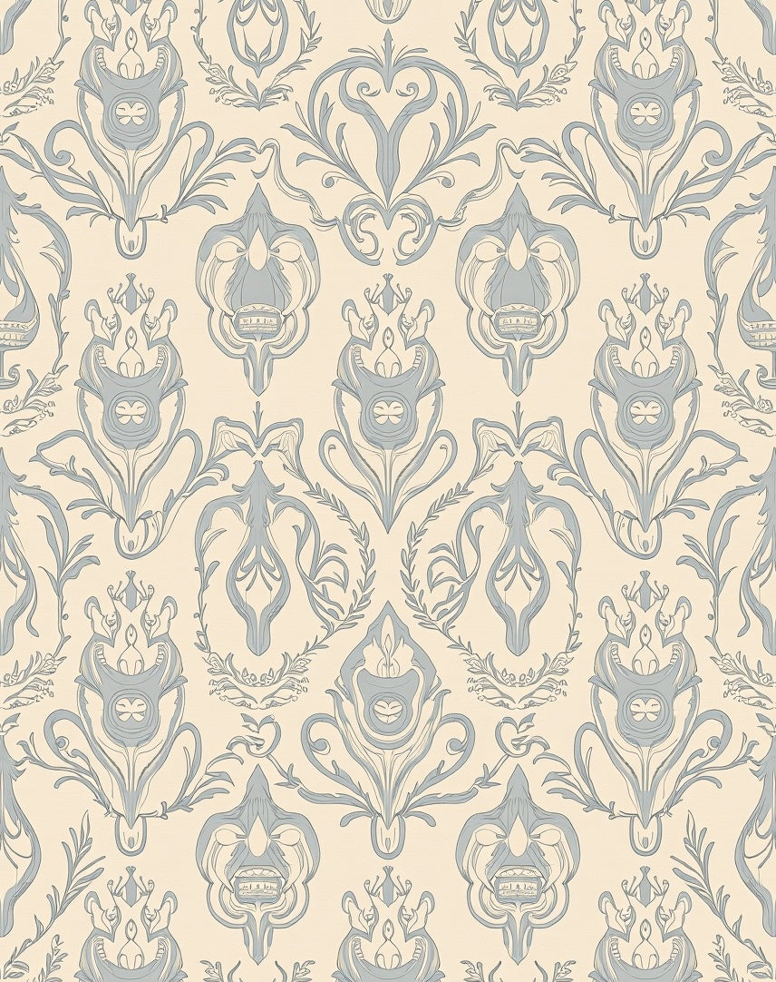 Pale Blue Baroque Swirls Rug