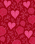 Crimson Pink Heart Floral Vine Rug