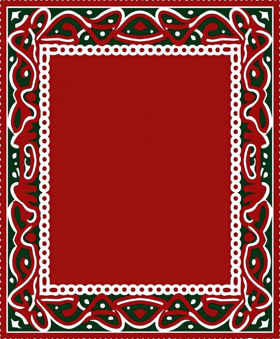 Crimson Bordered Emerald Swirls Rug