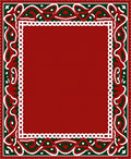 Crimson Bordered Emerald Swirls Rug