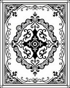 Classic Black White Scrollwork Medallion Rug