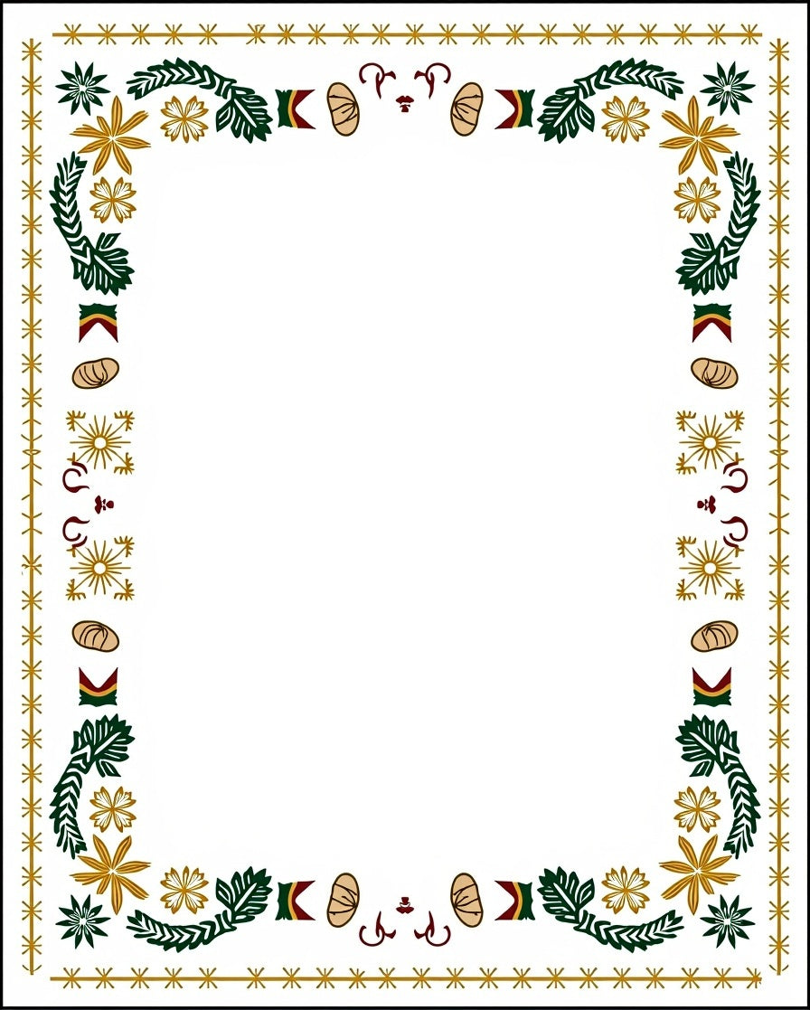 Golden Leaf and Star Embellished Border Rug