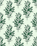 Dark Green Botanical Branch Repeat Rug