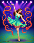 Dancer's Aqua Skirt Swirling Ribbons Rug