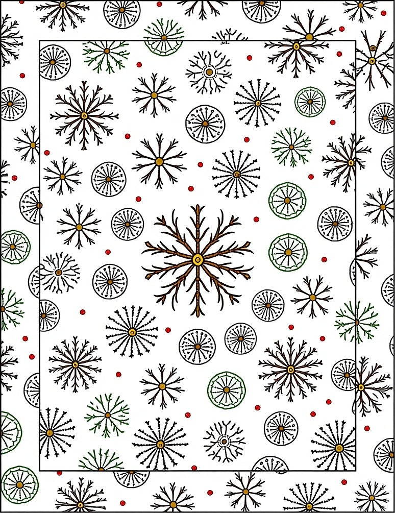 Winter Snowflake Scatter With Red Dots Rug