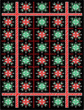 Red Green Snowflake Bordered Grid Rug