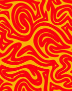 Bold Red Yellow Swirling Abstract Rug