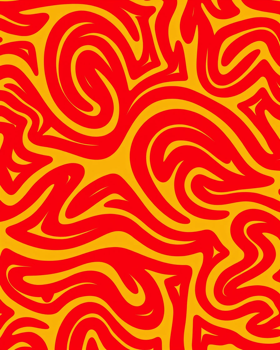 Bold Red Yellow Swirling Abstract Rug