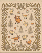 Woodland Creatures Botanical Border Rug