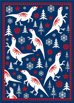 White Dinosaurs In Snowy Forest Rug