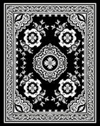 Bold Black and White Floral Medallion Rug